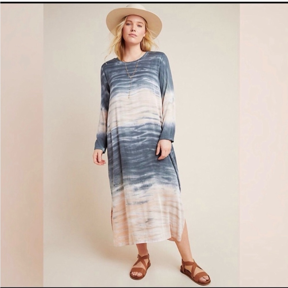 Anthropologie Dolan gray and Cream Long Sleeve Dress